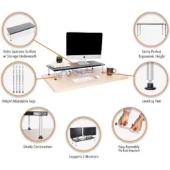 Titan Monitor Stand – 31.25” Height Adjustable Monitor Riser And Desk Shelf– Black – Stand Steady -Furniture Shop GUEST 0069a6f6 9ece 49fc 8247 4df5729d6747