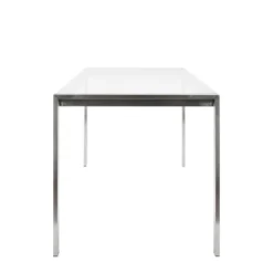 Fuji 47" Modern Dining Table Stainless Steel/Clear Glass - LumiSource