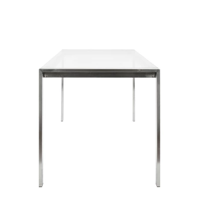Fuji 47" Modern Dining Table Stainless Steel/Clear Glass - LumiSource 3 Fuji 47" Modern Dining Table Stainless Steel/Clear Glass - LumiSource