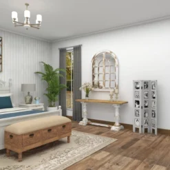 Farmhouse Chinquapin Wood Rectangle Room Divider Screen White - Olivia & May -Furniture Shop GUEST 013b8ad2 0d8f 496d af23 eabc30ebaff8