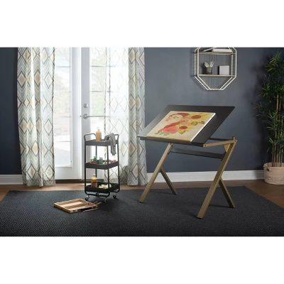 2pc Stellar Drawing Table With 36" Adjustable Top With Stool Set Black/Gold - Studio Designs 15 2pc Stellar Drawing Table With 36" Adjustable Top With Stool Set Black/Gold - Studio Designs - Image 13