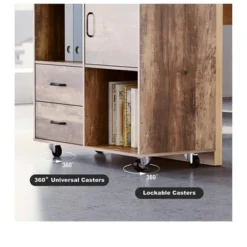 Year Color Wood Mobile Lateral Filing Cabinet With 2 Drawers, 2 Open Compartments, And Wheels For Home Office, Study, Living Room, And Bedroom -Furniture Shop GUEST 02338d00 efe9 4740 8c1a 37425a082c65