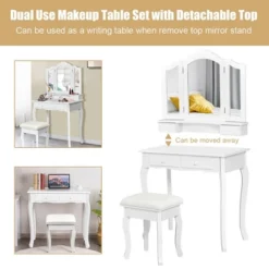 Costway Vanity Makeup Dressing Table Stool 4 Jewelry Wood Desk White 15 Costway Vanity Makeup Dressing Table Stool 4 Jewelry Wood Desk White -Furniture Shop GUEST 03f44c7c b6a1 440f aef4 738a0d34ca0c