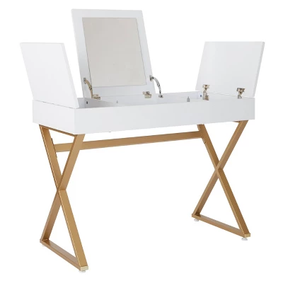 Juliette Vanity Desk Gold Legs With Top White - OSP Home Furnishings 3 Juliette Vanity Desk Gold Legs With Top White - OSP Home Furnishings