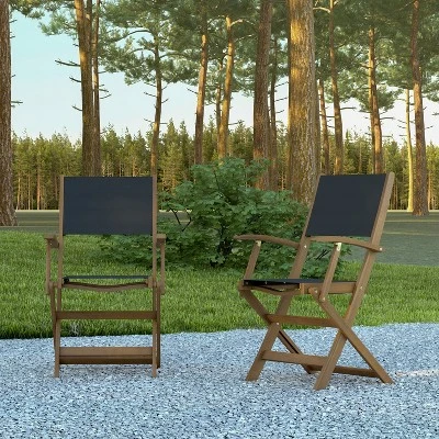 Emma And Oliver Set Of Two Weather Resistant All Natural Acacia Wood Folding Bistro Chairs With Armrests And Textilene Mesh Seats And Backs 3 Emma And Oliver Set Of Two Weather Resistant All Natural Acacia Wood Folding Bistro Chairs With Armrests And Textilene Mesh Seats And Backs