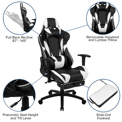 Flash Furniture Gaming Desk And Footrest Reclining Gaming Chair Set - Cup Holder/Headphone Hook/Removable Mouse Pad Top/Wire Management 7 Flash Furniture Gaming Desk And Footrest Reclining Gaming Chair Set - Cup Holder/Headphone Hook/Removable Mouse Pad Top/Wire Management - Image 5