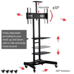 Yaheetech Adjustable Mobile TV Stand Rolling TV Cart With Wheels Black 14 Yaheetech Adjustable Mobile TV Stand Rolling TV Cart With Wheels Black -Furniture Shop GUEST 05ee3eca 82a0 43b0 9e09 4f3a6de63567