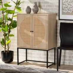 Ardon Bohemian Wood And Metal 2 Door Storage Cabinet With Rattan Light Brown/Black - Baxton Studio -Furniture Shop GUEST 079202e3 aa6f 4241 87aa 4d07a207be45