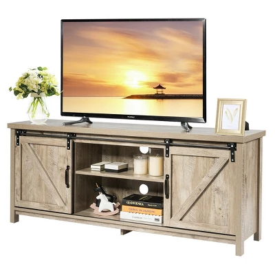 Costway TV Stand Media Center Console Cabinet Sliding Barn Door For TV's 60'' 12 Costway TV Stand Media Center Console Cabinet Sliding Barn Door For TV's 60'' - Image 10