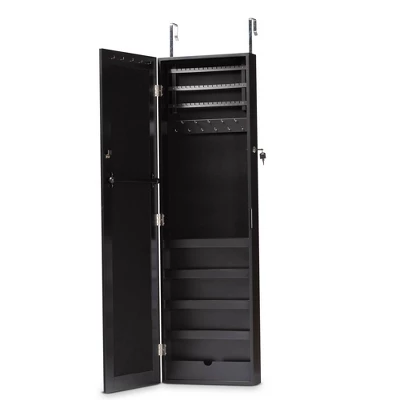 Richelle Wood Hanging Jewelry Armoire With Mirror - Baxton Studio 4 Richelle Wood Hanging Jewelry Armoire With Mirror - Baxton Studio - Image 2