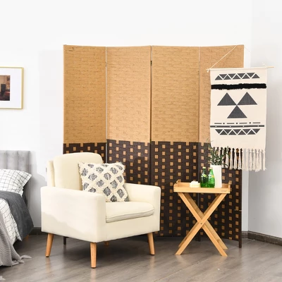 Costway 4 Panel Folding Room Divider Weave Fiber Privacy Partition Screen 6FT Tall 3 Costway 4 Panel Folding Room Divider Weave Fiber Privacy Partition Screen 6FT Tall