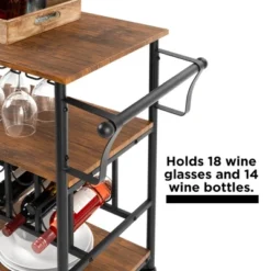 Best Choice Products 45in Industrial Wood Shelf Bar & Wine Storage Service Cart W/ Bottle & Glass Racks, Locking Wheels -Furniture Shop GUEST 0b6696d4 5383 4310 b833 6e296357a014