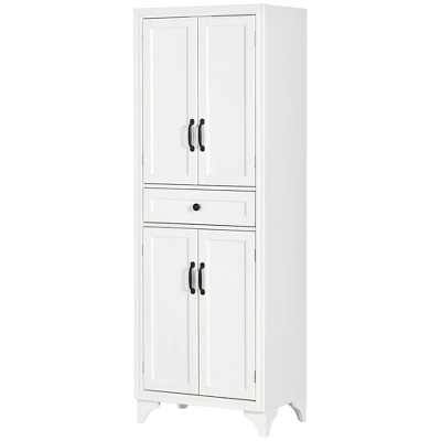 HOMCOM 67" Freestanding Kitchen Pantry, 4-Door Storage Cabinet With Drawer And Adjustable Shelves, White 5 HOMCOM 67" Freestanding Kitchen Pantry, 4-Door Storage Cabinet With Drawer And Adjustable Shelves, White - Image 3