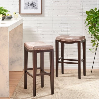 Set Of 2 Tiffin Contemporary Studded Barstools Gray - Christopher Knight Home 3 Set Of 2 Tiffin Contemporary Studded Barstools Gray - Christopher Knight Home