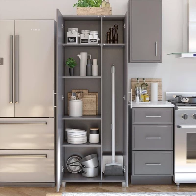 Cabell Tall Asymmetrical Cabinet Graphite Gray - Room & Joy 5 Cabell Tall Asymmetrical Cabinet Graphite Gray - Room & Joy - Image 3