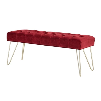 Hewett Velvet Tufted Metal Bench - Inspire Q 11 Hewett Velvet Tufted Metal Bench - Inspire Q - Image 9