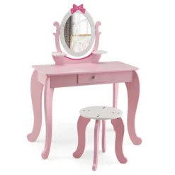 Costway Kid Vanity Table Stool Set With Adjustable Mirror Storage Drawer Makeup Pink -Furniture Shop GUEST 10c26327 d977 4ef5 b4ea 4e35a87edc19