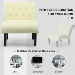 Costway Set Of 2 Armless Accent Chair Upholstered Tufted Lounge Chair -Furniture Shop GUEST 110ac6e7 212b 447c b110 04231d6c96ad