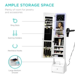 Best Choice Products Full Length LED Mirrored Jewelry Storage Organizer Cabinet W/ Interior & Exterior Lights 13 Best Choice Products Full Length LED Mirrored Jewelry Storage Organizer Cabinet W/ Interior & Exterior Lights -Furniture Shop GUEST 136a5590 d7e0 4866 8302 4b853bf6b2cd