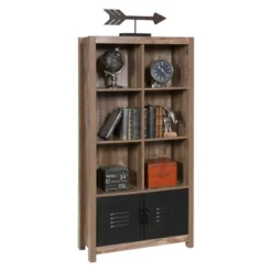 59.45" Norwood Range Bookshelf Wood And Black Metal Oak - OneSpace -Furniture Shop GUEST 1455323d 2e4f 447d b8e0 6ac2c8b060a3