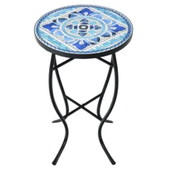 Costway Mosaic Side Table Accent Table Round Balcony Bistro End Table OrangeBlueNavy 24 Costway Mosaic Side Table Accent Table Round Balcony Bistro End Table OrangeBlueNavy -Furniture Shop GUEST 148fce21 1c24 4a81 b2fa cb5bf55f9699