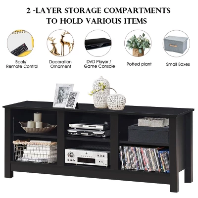 Costway TV Stand Cabinet For TV's Up To 60'' Entertainment Center W/Storage Shelves BlackBrown 10 Costway TV Stand Cabinet For TV's Up To 60'' Entertainment Center W/Storage Shelves BlackBrown - Image 8