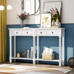 Rectangular Console Table With Drawers And Long Shelf-ModernLuxe -Furniture Shop GUEST 15c48006 55b6 4430 aae0 9847e7792152