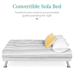 Best Choice Products Modern Faux Leather Convertible Futon Sofa W/ Removable Armrests, Metal Legs, 2 Cupholders - White -Furniture Shop GUEST 15efb93a ed10 4d1c a1d5 21f062b937e2