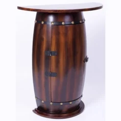 Vintiquewise Rustic Lockable Barrel Shaped Wine Bar Cabinet Wooden End Table -Furniture Shop GUEST 170bed13 2c55 449d a372 e67539ec8846