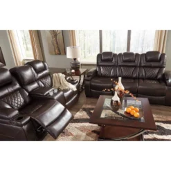 Warnerton Power Recliner Loveseat With Console And Adjustable Headrest Chocolate - Signature Design By Ashley -Furniture Shop GUEST 1925b547 e1fe 4ab3 87f4 18671a07a35b