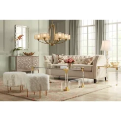 55 Downing Street Modern Cast Acrylic Accent Side End Table 23 1/2" X 24" Clear Gold Spaces Living Room Bedroom Bedside Entryway -Furniture Shop GUEST 1a49bb01 aad3 43e3 8386 99130ed13ff9