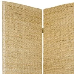 6 Ft. Tall Rush Grass Woven Room Divider - Natural (4 Panels)