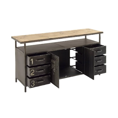 Industrial Wood Buffet Gray - Olivia & May 11 Industrial Wood Buffet Gray - Olivia & May - Image 9