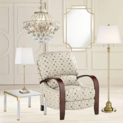 55 Downing Street Modern Cast Acrylic Accent Side End Table 23 1/2" X 24" Clear Gold Spaces Living Room Bedroom Bedside Entryway -Furniture Shop GUEST 1a9f3cf1 aeac 4310 92cd 2d8811f0bc4a