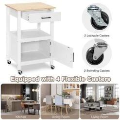 Costway Rolling Kitchen Island Cart On Wheels Bar Serving Trolley W/Drawer Cabinet BlackWhite -Furniture Shop GUEST 1adcc6c3 5798 4bce 842f 128193f1bd89