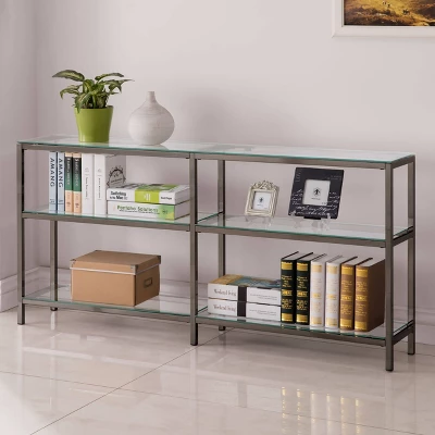 26.75" Contemporary 3 Shelf Console Bookcase With Glass Shelves Black Nickel - Coaster 3 26.75" Contemporary 3 Shelf Console Bookcase With Glass Shelves Black Nickel - Coaster