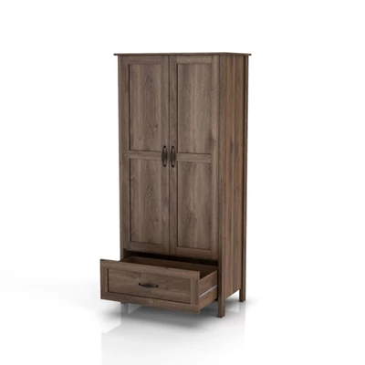 Nurembo 1 Drawer Wardrobe Closet Distressed Walnut - HOMES: Inside + Out 12 Nurembo 1 Drawer Wardrobe Closet Distressed Walnut - HOMES: Inside + Out - Image 10