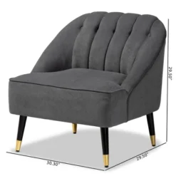 Ellard Velvet Fabric Upholstered Two-Tone Wood Accent Chair Gray/Dark Brown - Baxton Studio 23 Ellard Velvet Fabric Upholstered Two-Tone Wood Accent Chair Gray/Dark Brown - Baxton Studio -Furniture Shop GUEST 1d0b69d8 9747 4b3d 9cfb c015a54ec4ef