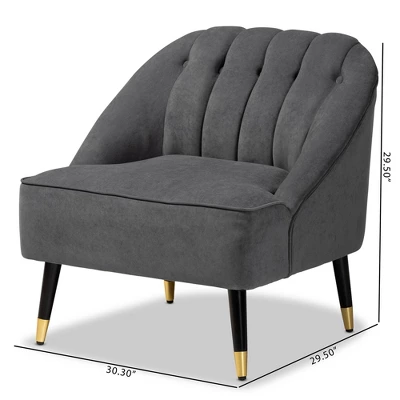 Ellard Velvet Fabric Upholstered Two-Tone Wood Accent Chair Gray/Dark Brown - Baxton Studio 13 Ellard Velvet Fabric Upholstered Two-Tone Wood Accent Chair Gray/Dark Brown - Baxton Studio - Image 11