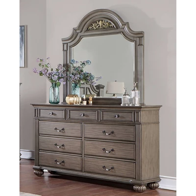Pennings 9 Drawer Dresser With Mirror Gray - HOMES: Inside + Out 3 Pennings 9 Drawer Dresser With Mirror Gray - HOMES: Inside + Out