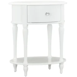 Little Seeds Rowan Valley Laren Oval 1 Drawer Nightstand With Wood Legs, White -Furniture Shop GUEST 1e3dc0b7 9c6d 4316 96db 82b4b4c4b5bb