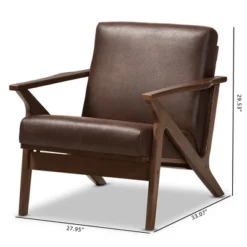 Bianca Mid Century Modern Walnut Wood Distressed Faux Leather Lounge Chair Dark Brown - Baxton Studio -Furniture Shop GUEST 1e41b913 7a1d 46b2 9172 8a8b7cd36fa7