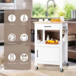 Costway Rolling Kitchen Island Cart On Wheels Bar Serving Trolley W/Drawer Cabinet BlackWhite -Furniture Shop GUEST 1f96a7e8 8062 43c4 8635 4c7c431ac6d6