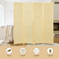 Costway 4 Panel Room Divider Screen Portable Folding 6 Ft Partition Screen -Furniture Shop GUEST 1fc21366 bd15 4d82 a9ac be314a51541f