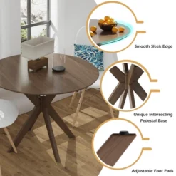 Costway Modern Round Wood Dining Table 35'' W/ Solid Wood Legs& Base For Home, Office -Furniture Shop GUEST 1fcd0929 3b8f 48f9 b797 62d6524a2489