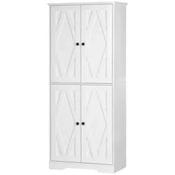 HOMCOM 70.75" Farmhouse Tall Kitchen Pantry Storage Cabinet, Freestanding Cabinets With Doors And Shelves, Kitchen Shelf Storage With 4 Tiers, White -Furniture Shop GUEST 1fe53733 6596 4838 805a 184e2de6784a