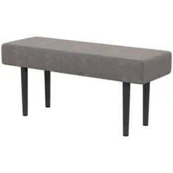 HOMCOM 39.25" End Of Bed Bench, Upholstered Entryway Bench With Steel Legs, Bedroom Bench, Gray -Furniture Shop GUEST 1ffa14eb d793 433e 9345 fd22212a063d