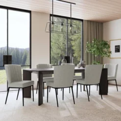 Channel Back Dining Chair With Metal Legs Light Gray - HomePop -Furniture Shop GUEST 206c4339 855b 404e a722 fc88f452457d