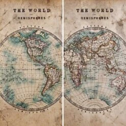 6" Double Sided Vintage Globe Canvas Room Divider Beige - Oriental Furniture -Furniture Shop GUEST 2138cb2f 0c18 4d44 b683 d6cccf76f6e5