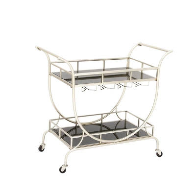 Modern 2 Tier Cart Silver - Olivia & May 9 Modern 2 Tier Cart Silver - Olivia & May - Image 7